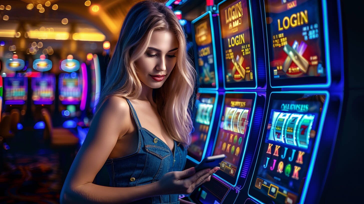 Antarmuka aplikasi mobile hajimena menampilkan permainan slot dan menu navigasi